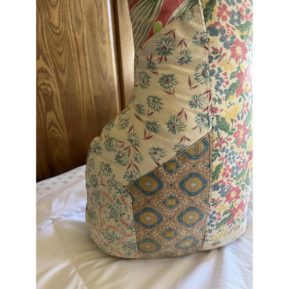 Vintage Quilt Cutter Cat Stuffed Animal Pillow Quilted Scrap Fabrics Cottagecore - Picture 5 of 16
